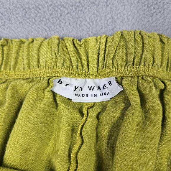 Bryn Walker Pants Women XS Green Linen Cropped Pull On Breathable Minimalist - Picture 2 of 13